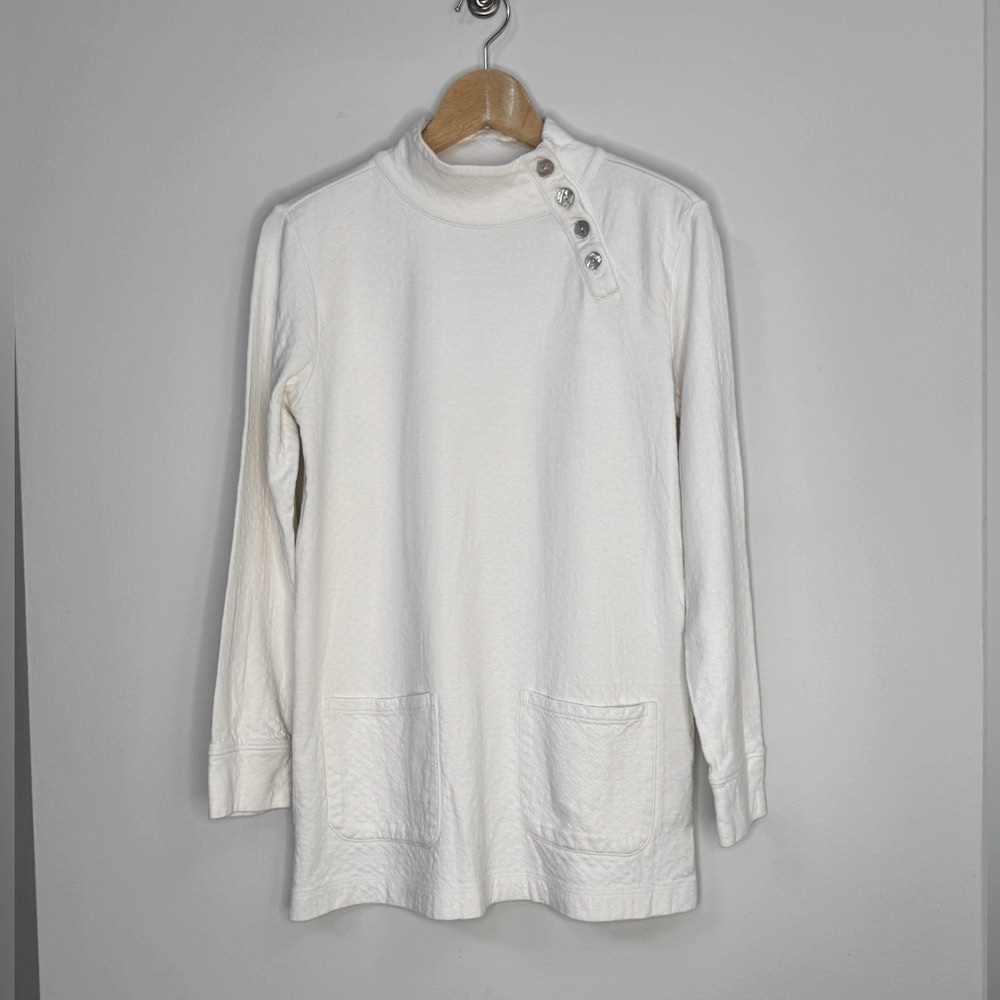 SOFT SURROUNDINGS Toachi Canyon Quilted Tunic Sweater Ivory Size XS